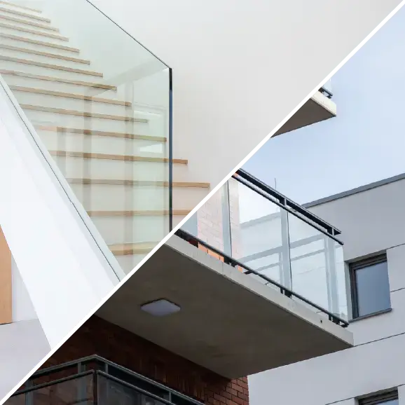 Moderne Glasgeländer: für den Innenbereich und für Balkone.