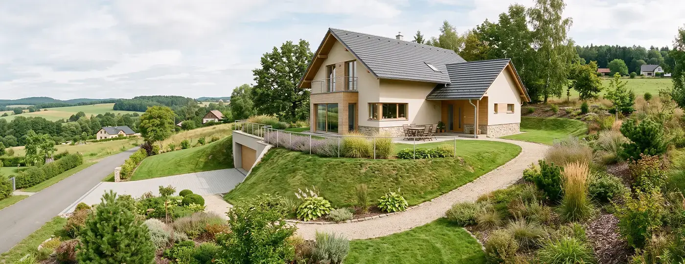 Einfamilienhaus auf einem malerischen Grundstück mit Hanglage.
