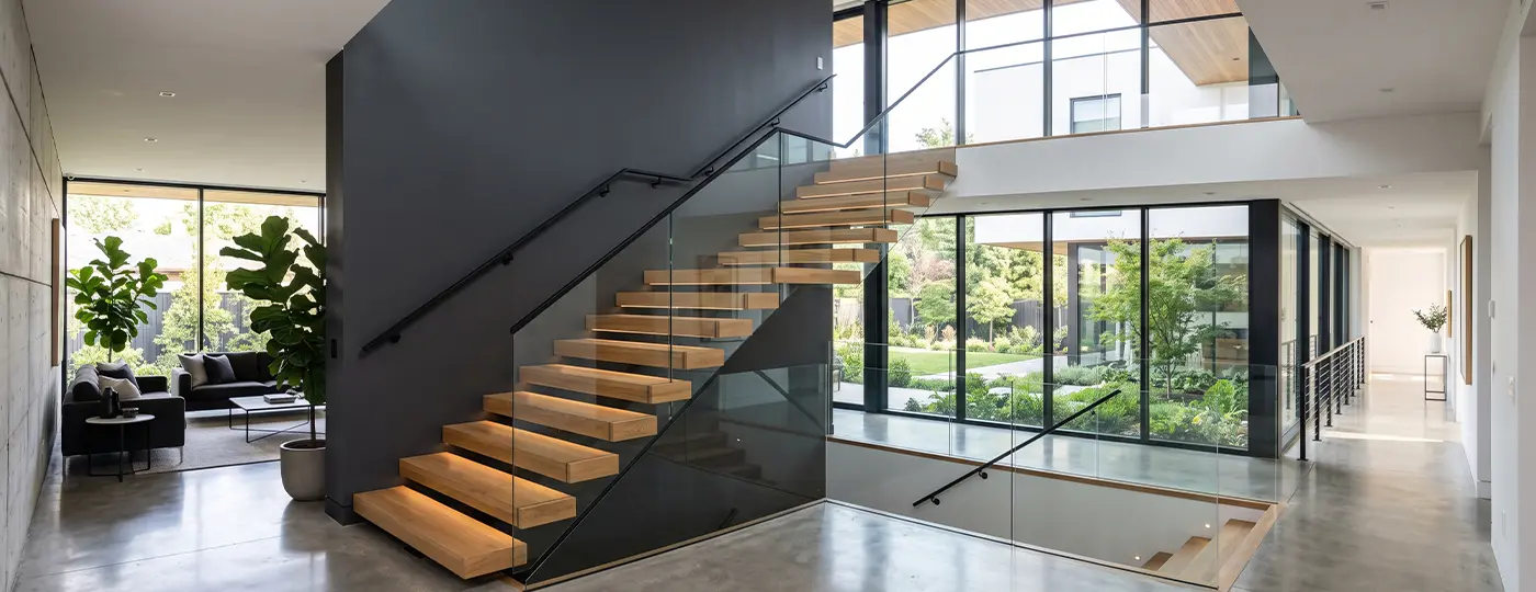 Moderne Treppe mit LED-Beleuchtung.